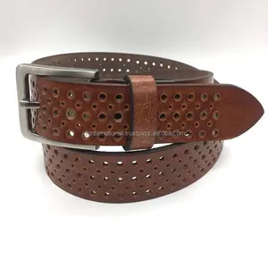 Genuine Leather belts with punch hand tooling many colors customized sizes and brand name bulk order accepted