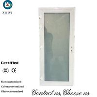 Puerta Abatible de UPVC Resistente a Huracanes con Vidrio Esmerilado, Doble Acristalamiento de Ahorro Energético para Casas Modernas y Cuartos de Ducha