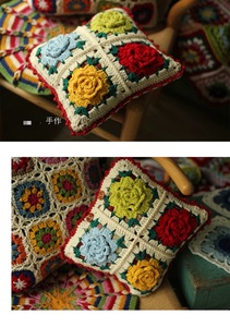 2025 Mới Cổ Điển Tay Đan Đệm Bìa Trường Học Cũ 3D Đầy Màu Sắc Hoa Phong Cách Mục Vụ Ném Gối - Product Image 3