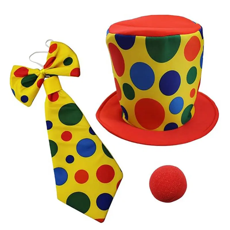 J085卸売ピエロ帽子ネクタイ鼻パーティーコスチュームフェスティバル装飾カスタマイズロゴカラフルピエロアクセサリーセット
