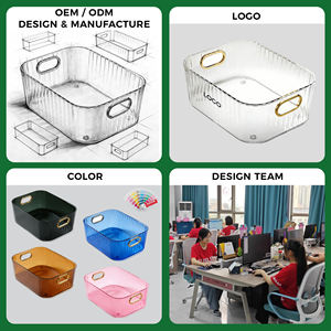 Scatola trasparente e durevole in PET impilabile per cosmetici, organizer da scrivania con design a diamante di lusso per trucco - Product Image 5