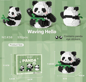 Panda mangeur <span class=keywords><strong>de</strong></span> pastèque en plastique ABS – Blocs <span class=keywords><strong>de</strong></span> construction micro – 160 mini-briques – Jouet pour assemblage créatif et présentation mignonne - Product Image 6