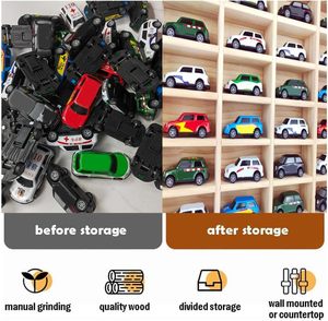 Ba tầng treo tường tre lưu trữ Giá xe mô hình tủ trưng bày với 3 lớp lưu trữ bằng gỗ - Product Image 5