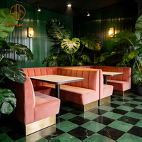 Juego de Muebles para Cafetería o Restaurante, Sillas y Mesa Redondas de Mármol, Asientos de Cabina