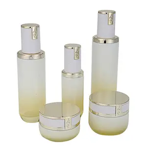 玻璃瓶100毫升化妆品瓶泵绿色罐子和用于化妆品的瓶子