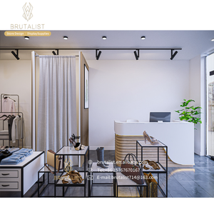 Custom Luxury <b>Gold</b> Metal Clothing Rack Display Wall-Mounted Metal Shelves for Store Use Designed for Luxury Shops - Product Image 4