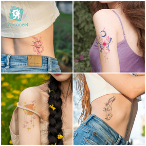 2025 nuovi tatuaggi temporanei con <span class=keywords><strong>fiori</strong></span> colorati per donne braccio Body Art finto adesivo per tatuaggio temporaneo personalizzato per adulti - Product Image 5