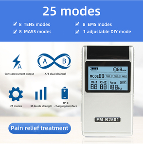 Dispositivo TENS/EMS de Doble Canal y 30 Intensidades FM-B2501 Clase II, Unidad de Gel de Alta Calidad para Alivio del Dolor Muscular, Equipo de Fisioterapia - Product Image 6