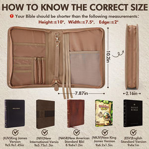 Estuche de transporte de cuero premium con asa para Biblia de tamaño estándar grande, funda para Biblia cristiana para mujeres, hombres, damas y niñas - Product Image 3