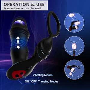 Hulamy App Afstandsbediening Telescopische Dildo Anale Butt Plug Prostaatmassage Vertraging Dubbele Ring Mannelijke Homo Anale Vibrator Butt Plug - Product Image 5