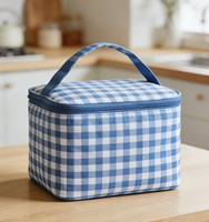 Sac isotherme portable personnalisé bleu et blanc à imprimé neige, imperméable, pour enfants et adultes