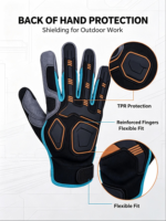 Gants de travail robustes HAIYI résistants aux chocs, à doigts entiers, avec sangle de poignet réglable, protection UV pour le cyclisme et les sports (unisexe)