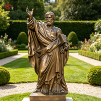Statue de Saint Marc en bronze avec lion et oiseau tenant la Bible, sculpture religieuse pour la décoration de jardin d'église
