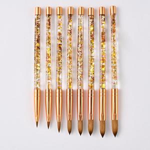 Faria Etiqueta Privada Glitter líquido mango Kolinsky cepillo de uñas al por mayor pétalo Kolinsky acrílico cepillo de uñas oro - Product Image 4