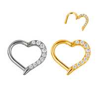GZN ASTM F136 Bijoux en titane de qualité pour implant Anneau de nez en or avec segment articulé en forme de cœur Boucle d'oreille de mode Piercing Bijoux de corps