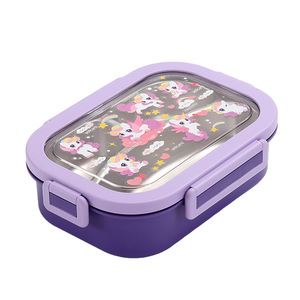 Lonchera Infantil de 850 ml con Diseño de Dibujos Animados, Acero Inoxidable 304, Hermética, con Doble Hebilla Lateral, Tapa Transparente AS, Logotipo Personalizado para Niños - Product Image 6