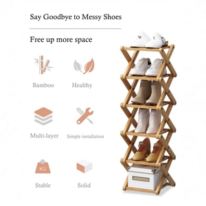Factory Custom Vertical Wood <b>Shoe</b> Shelf OEM ODM Bespoke Multi Tier Narrow Footwear Organizer Household Entry Storage - Product Image 1