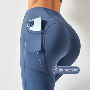 卸売フィットネスジムプッシュアップヒップアップハイウエストヨガレギンス女性用レギンス、メッシュポケット付き - Product Image 2