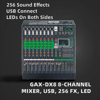 Console de mixage audio professionnelle 4 canaux avec connexion USB audio verte, effets DSP intégrés 256, éclairage LED double face
