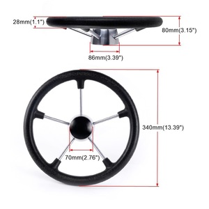 Stainless Steel <b>Yacht</b> Steering Wheel 13.5 Inch Black Polyurethane Foam Marine Boat Control STW068 - Product Image 3