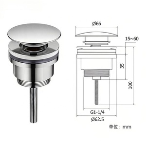 Popular latón Pop up escurridor <span class=keywords><strong>Click</strong></span> <span class=keywords><strong>Clack</strong></span> lavabo tapón de fregadero de residuos <span class=keywords><strong>Válvula</strong></span> de residuos G 1 1/4 "Drenaje de latón tipo tornillo escurridor de lavabo - Product Image 5