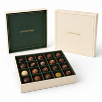 Inklapbare chocolade geschenkverpakking, op maat gemaakte magnetische platte verpakking van stevig karton met inlegverdelers voor truffels en bonbons