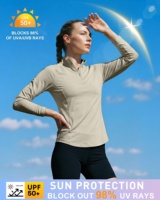 Chemise de protection solaire à séchage rapide pour femmes, col zippé 1/4, UPF 50+, manches longues, pour le golf, la randonnée, OEM ODM