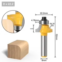 Juego de fresas para router, cortador de esquinas redondeadas, carburo recubierto de TiAlN, 2 filos, cuchilla para máquina de recortar, cuchilla para redondear 8*19.05 Hunan