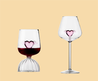 Verres à vin en forme de cœur rose romantique soufflés à la main verres à champagne transparents en borosilicate