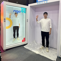 Caja de holograma transparente de 86 pulgadas, tecnología de cambio de cara de software Ai para centros comerciales, tiendas minoristas, función SDK educativa