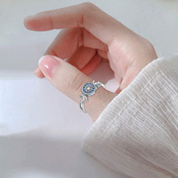 Bijoux fantaisie Bague d'ancre de bateau en zircon bleu plaqué rhodium en argent sterling 925