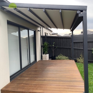 Pérgola de Aluminio de 2 Postes con Techo Retráctil de PVC Impermeable para <span class=keywords><strong>Terraza</strong></span> - Product Image 2