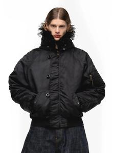 2025 ओम कस्टम कॉलर हूडेड फ्लाइट जैकेट भारी धोया गया - Product Image 5