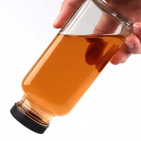 Transparante vierkante glazen sapfles 250ml 350ml 500ml met matte zwarte schroefdop, luchtdicht, herbruikbaar, food grade, geschikt voor koudgeperste dranken