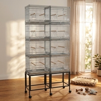 Cage à oiseaux en métal, grande cage à perroquets, portable, durable, avec revêtement en poudre, réglable, facile à assembler, design simple et solide