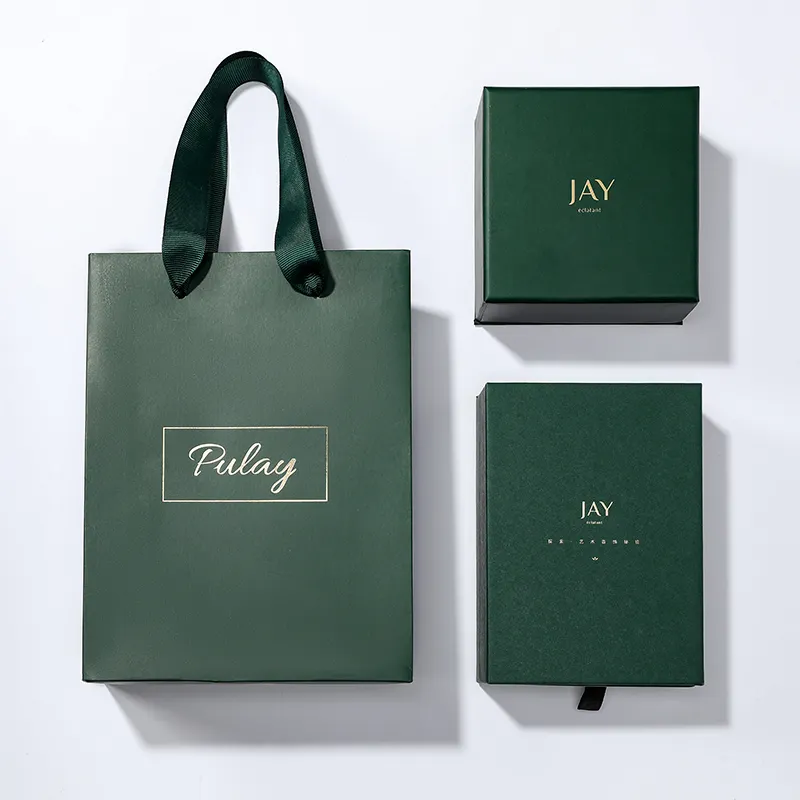 निर्माताओं अनुकूलित हरी उपहार बैग गहने बॉक्स की गुणवत्ता सुनिश्चित करने के लिए सेट नई दराज उपहार बॉक्स