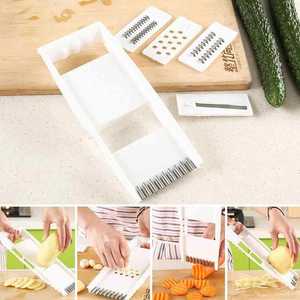 <b>Multi</b> <b>Functional</b> <b>Vegetable</b> <b>Cutter</b> Peeler Shredder Slicer Garlic Grinder Set White Plastic Kitchen Tool - Product Image 5