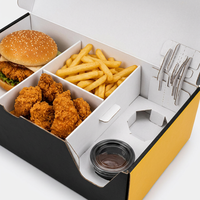 Boîte à emporter personnalisée pour combo repas rapide, en carton alimentaire avec compartiments, pour burger, frites et boisson