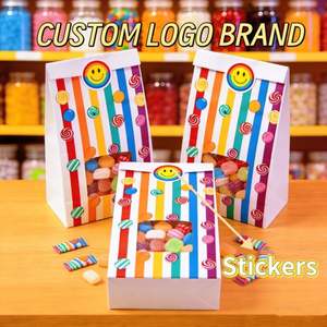 Sacs cadeaux en papier kraft recyclé RBD avec autocollants pour biscuits, collations, chocolats, bonbons - Utilisation en confiserie, commandes personnalisées acceptées - Product Image 3