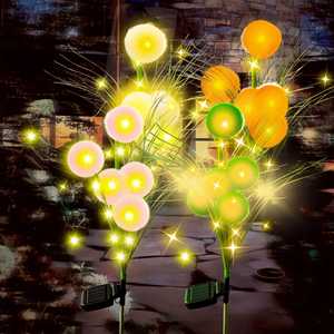 Lumière solaire de cour LED boule de <span class=keywords><strong>laine</strong></span> artificielle fleur lumière extérieure étanche Villa jardin décoration pelouse lumière - Product Image 1