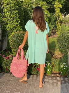 Caftán corto bordado indio tradicional, vestido playero con borlas decorativas, Túnica Bohemia con motivo marroquí - Product Image 2