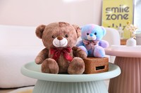 Vente en gros mignon ours en peluche brun coloré avec ruban ours en peluche peluche pour enfants cadeau personnalisé ours en peluche en peluche
