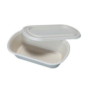 Biodegradable Disposable 1&2 compartment Food Takeaway Sugarcane Bagasse paper bento box Sugarcane Bagasse Lunch Box