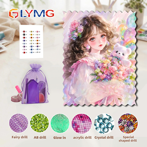 Kit <span class=keywords><strong>de</strong></span> <span class=keywords><strong>Peinture</strong></span> Diamant 5D <span class=keywords><strong>de</strong></span> Haute Qualité : Fille Mignonne avec un <span class=keywords><strong>Bouquet</strong></span> <span class=keywords><strong>de</strong></span> <span class=keywords><strong>Fleurs</strong></span> et un Ours <span class=keywords><strong>en</strong></span> Peluche – Kit Mosaïque DIY Idéal pour la Décoration Intérieure - Product Image 1