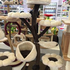 คอนโดไม้แมวขนาดใหญ่หรูหราทันสมัยทำจากไม้หวายพร้อมที่ขูดและเตียงเฟอร์นิเจอร์สำหรับแมวมีสไตล์ออกแบบได้ตามต้องการ - Product Image 3