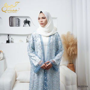 Robe Abaya bleue modeste de luxe, brodée 2 pièces, ensemble d'abaya ouverte pour femmes, vêtements islamiques - Product Image 2