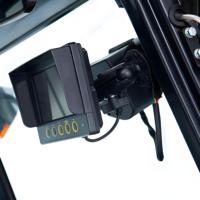 Chariot élévateur électrique compact CE 1,5 tonne MOTIEV15 avec batterie lithium-ion 80V, déplaceur latéral hydraulique et mât à deux étages contrepoids