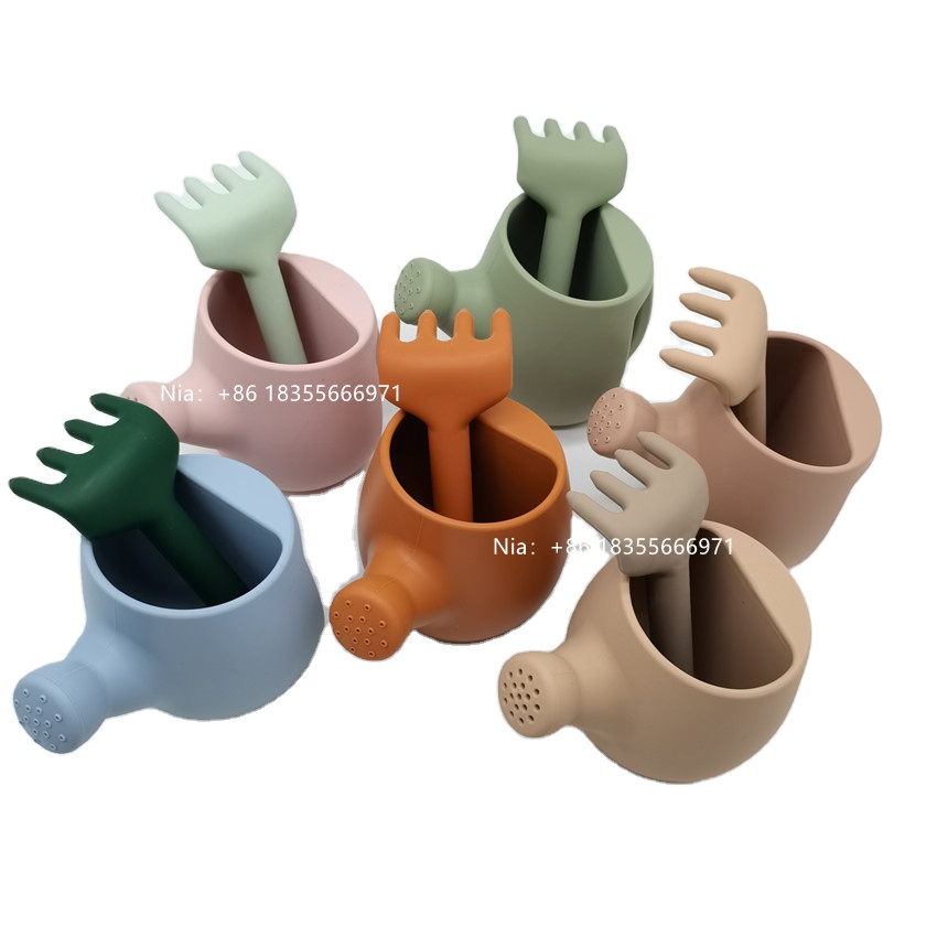 Силиконовая мини-банка для полива для детей, детские силиконовые садовые наборы, новые банки для воды и грабли для детей