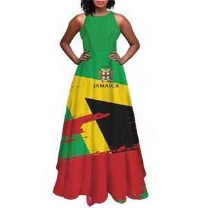 Abito <span class=keywords><strong>da</strong></span> <span class=keywords><strong>sera</strong></span> <span class=keywords><strong>da</strong></span> donna senza maniche con motivo a spalline Jamaican Flag con motivo leone a spalla lunga con gonna a prezzo inferiore - Product Image 3