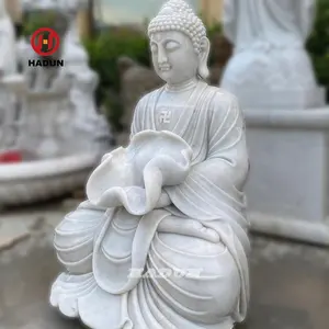 Современный открытый сад камень мрамор сидя статуя Будды фонтан воды